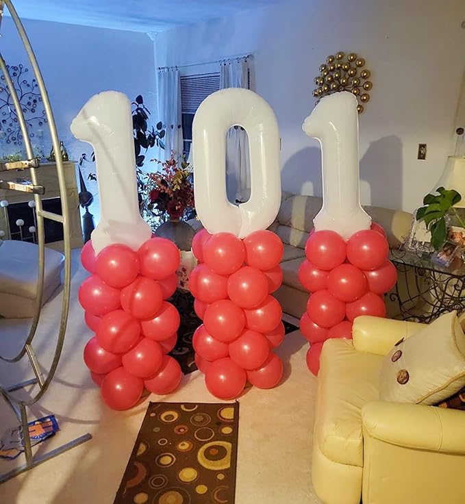 Number 0 Balloons 40 Inch White Number Balloons for 10 20 30 40 50 60 70 80 90 100 Numbers Balloon Birthday Decorations Wedding Event Baby Shower