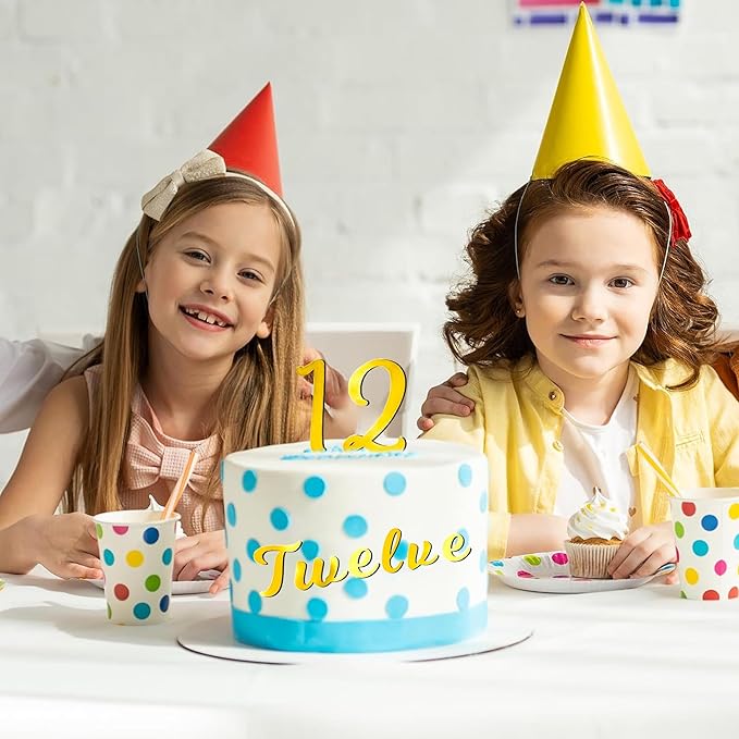 64 Pcs Acrylic Number Alphabet Cake Topper DIY Personalized Name Cupcake Toppers with A-Z Letter 0-9 Number Happy Birthday Set Suitable for Wedding, Birthday, Party Decoration (Gold)