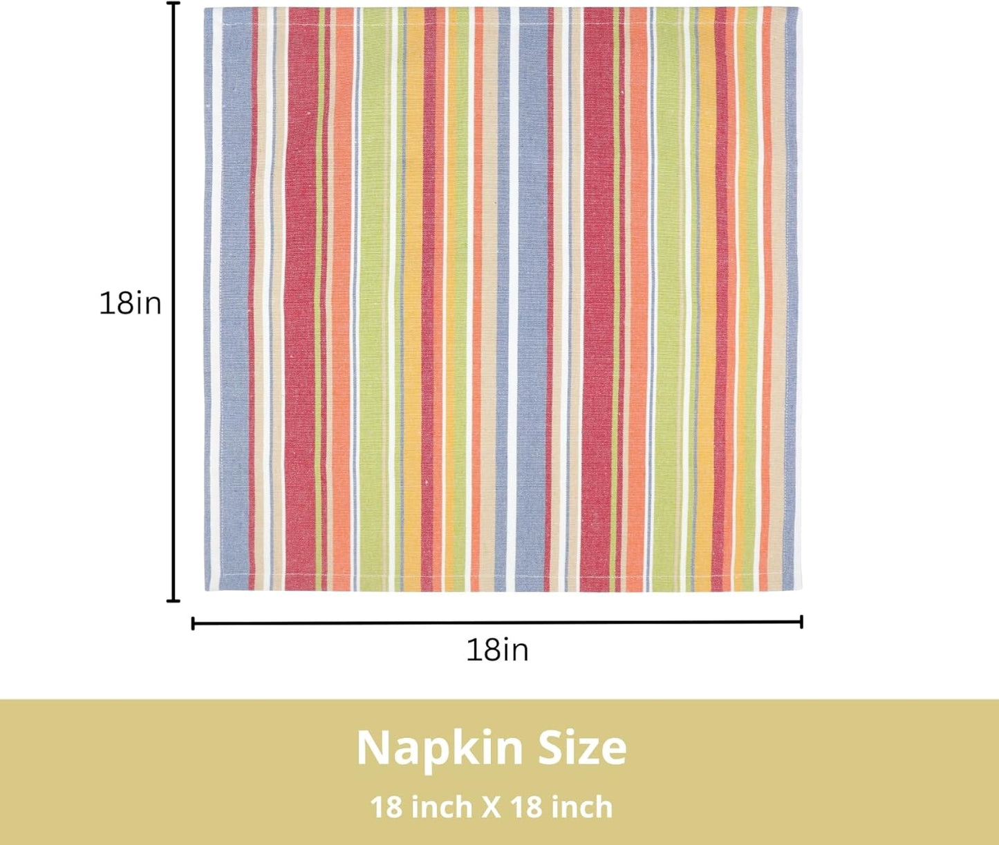 PurpleEssences Plain Striped Cloth Napkins - Set of 12-100% Cotton - 18 x 18 Inch - Fall Thanksgiving - Perfect Everyday Use Dinner Napkin - Multi Color