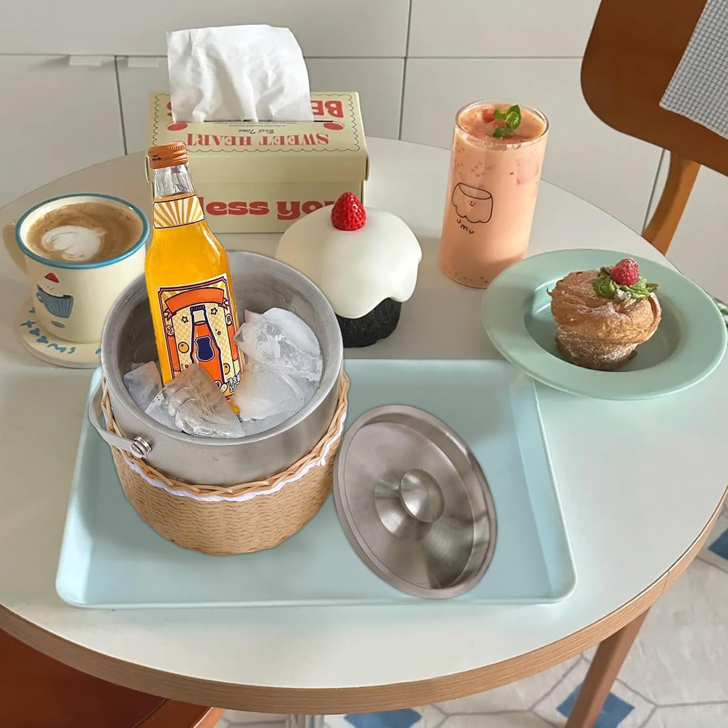 3L Ice bucket, Insulated Ice Bucket Basket with Lid for Party Cocktail Bar Buffet