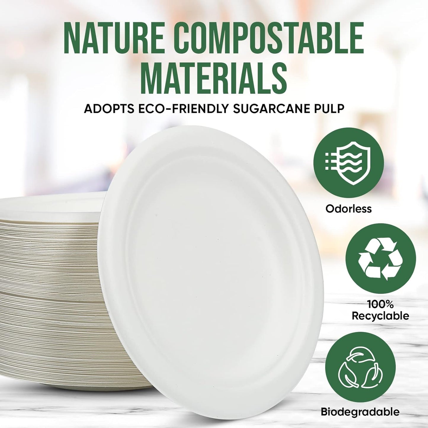 Dessert Plates, 100 Pack Small Paper Plates, Paper Plates 6 Inch – 100% Compostable Plates, Water & Oil Proof Disposable Plates, Microwavable Perfect Paper Plate For Party - White