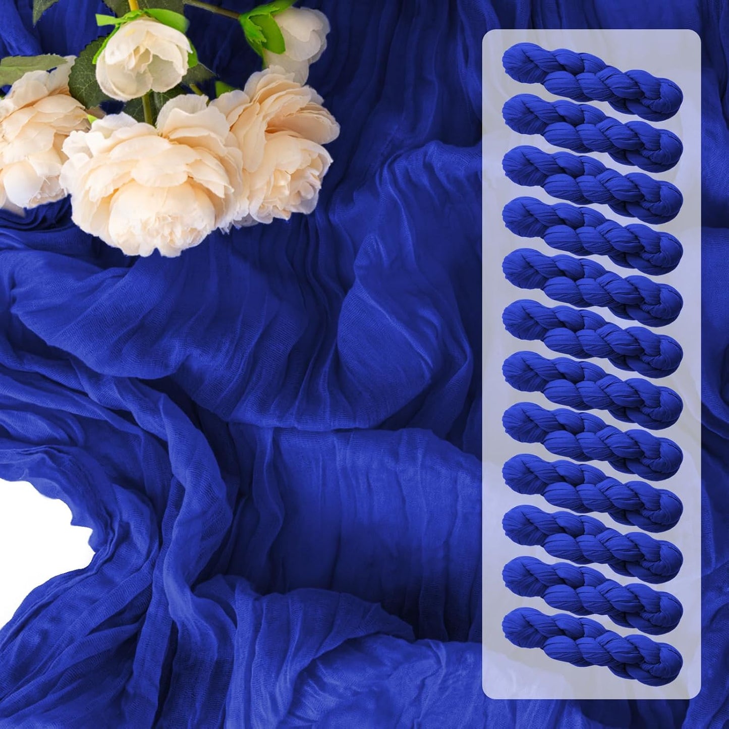 12 Pack Royal Blue Table Runner 10FT Cheesecloth Table Runner 21 x 120 inch Boho Gauze Cheese Cloth Table Runner Rustic Sheer Table Runner for Party Wedding Bridal Baby Shower Birthday Table Decor