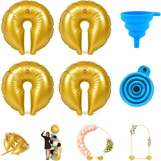 4 Pcs Water Weight Bags for Backdrop Stand,Slit Style Gold Balloon Arch Weights With funnel Water Fillable Balloon Arch Stands Base for Wedding Birthday Party Graduation Christmas Decor (Each 10 Lbs)