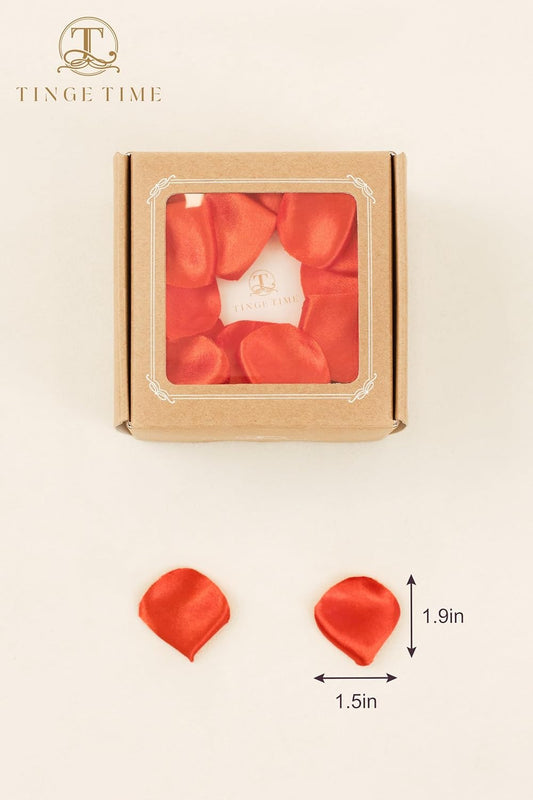 TINGE TIME 300pcs Silk Rose Petals Burnt Orange Heart Flower Petals for Wedding Flower Girl Basket Aisle Scatter Dinner Table Centerpieces Party Confetti Bridal Shower Romantic Night Decoration