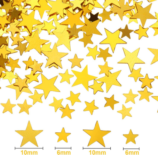 Hestya 60g Star Confetti Glitter Table Confetti Metallic Foil Stars for Christmas Party Wedding Festival Decorations(Gold,10mm and 6mm)