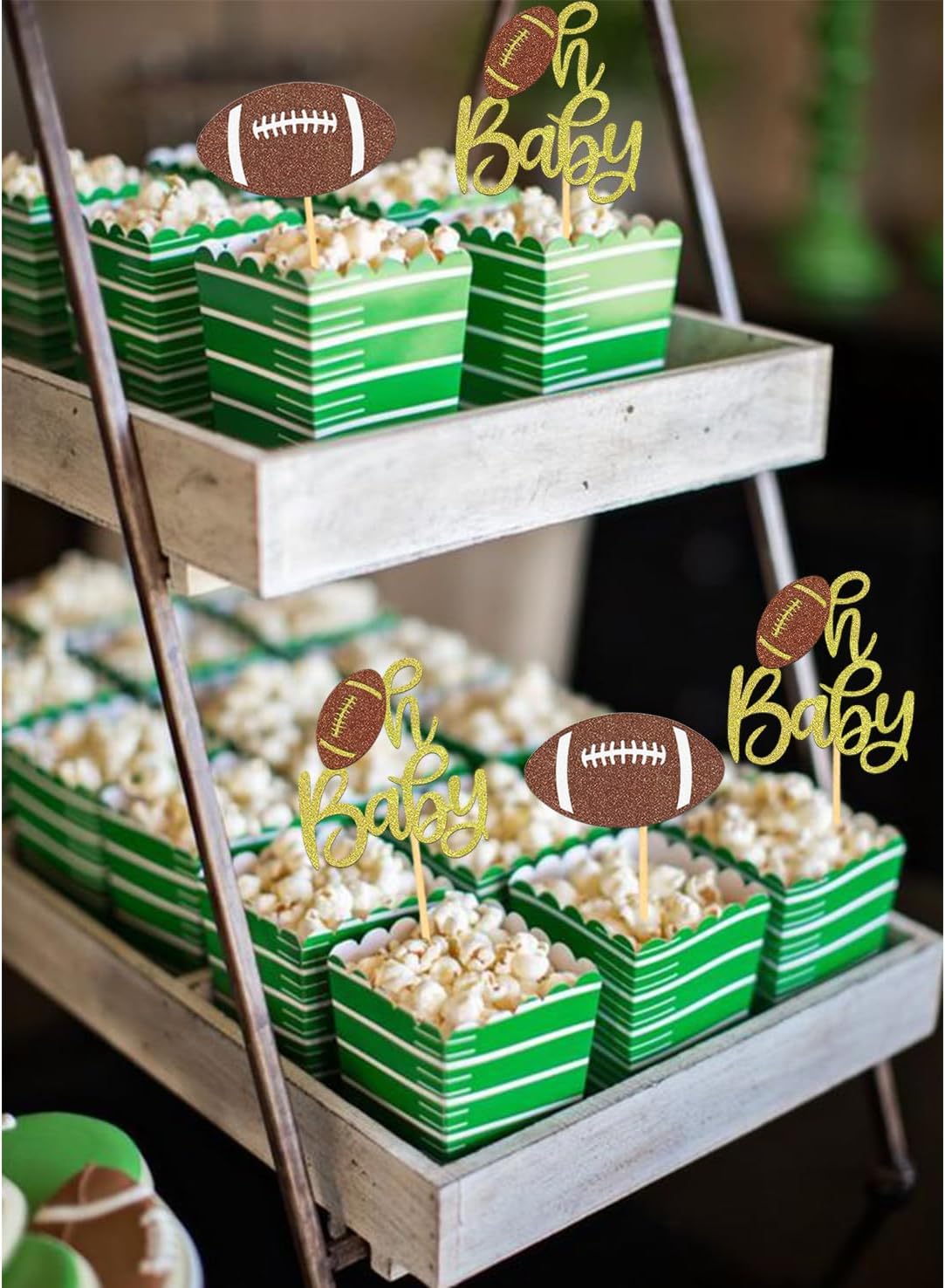24Pcs Oh Baby Football Cupcake Toppers for Baby Shower Party Decorations