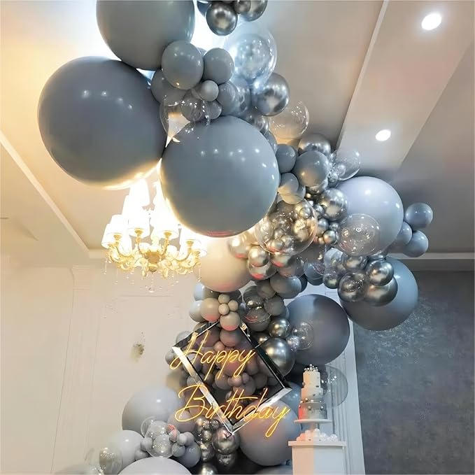 Grey Balloons, 140pcs 18 12 10 5 Inch Different Sizes Pack Party Latex Balloons for BOHO Birthday Halloween Holiday Balloon Garland as Party Decorations