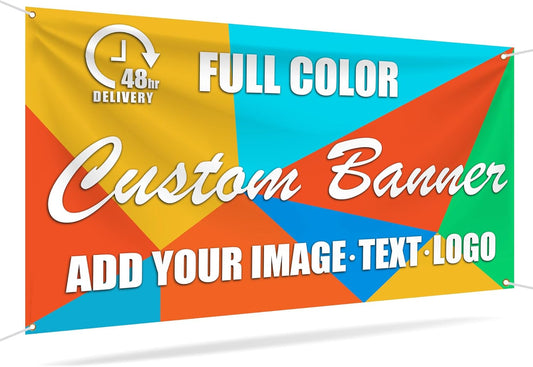 Custom Banners and Signs Personalized with Photo or Logo Text, Full Color 13oz Vinyl Banner Customized for Business Advertising Birthday Party Graduation Wedding Indoor Outdoor Display