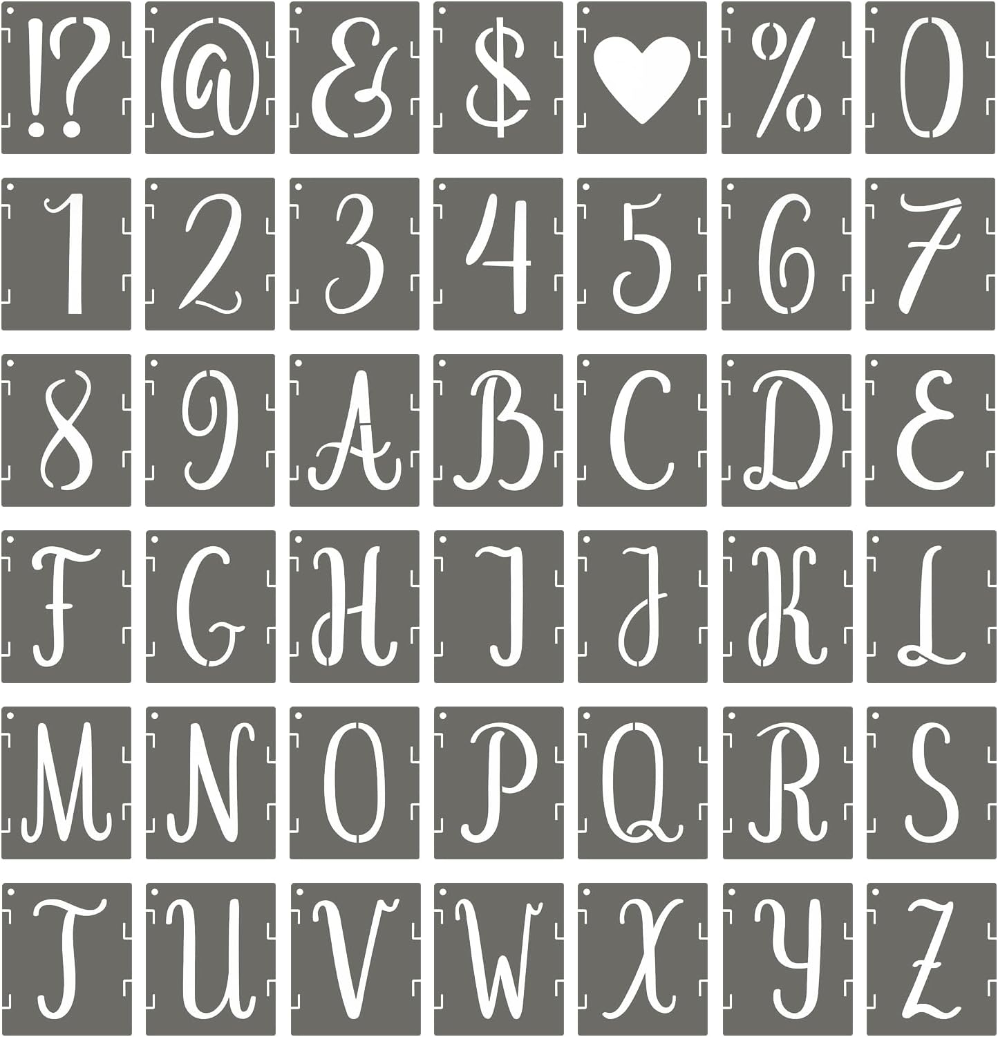 PATIKIL 5 Inch Alphabet Letter Stencils, 42Pcs Reusable Plastic Digital Templates Letters Numbers Symbol Interlocking for Crafts Wood Door Porch Wall White
