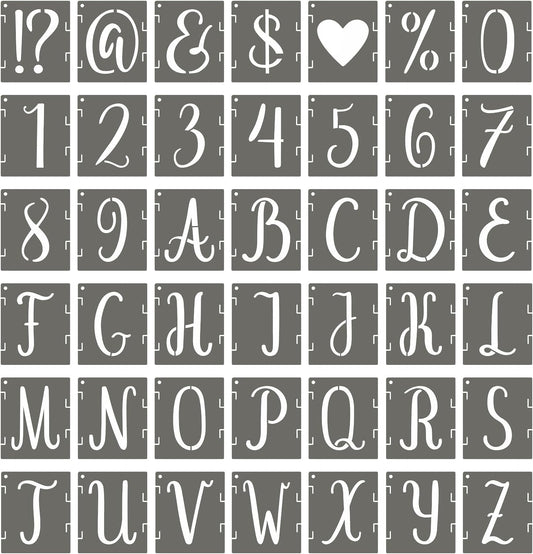 PATIKIL 5 Inch Alphabet Letter Stencils, 42Pcs Reusable Plastic Digital Templates Letters Numbers Symbol Interlocking for Crafts Wood Door Porch Wall White
