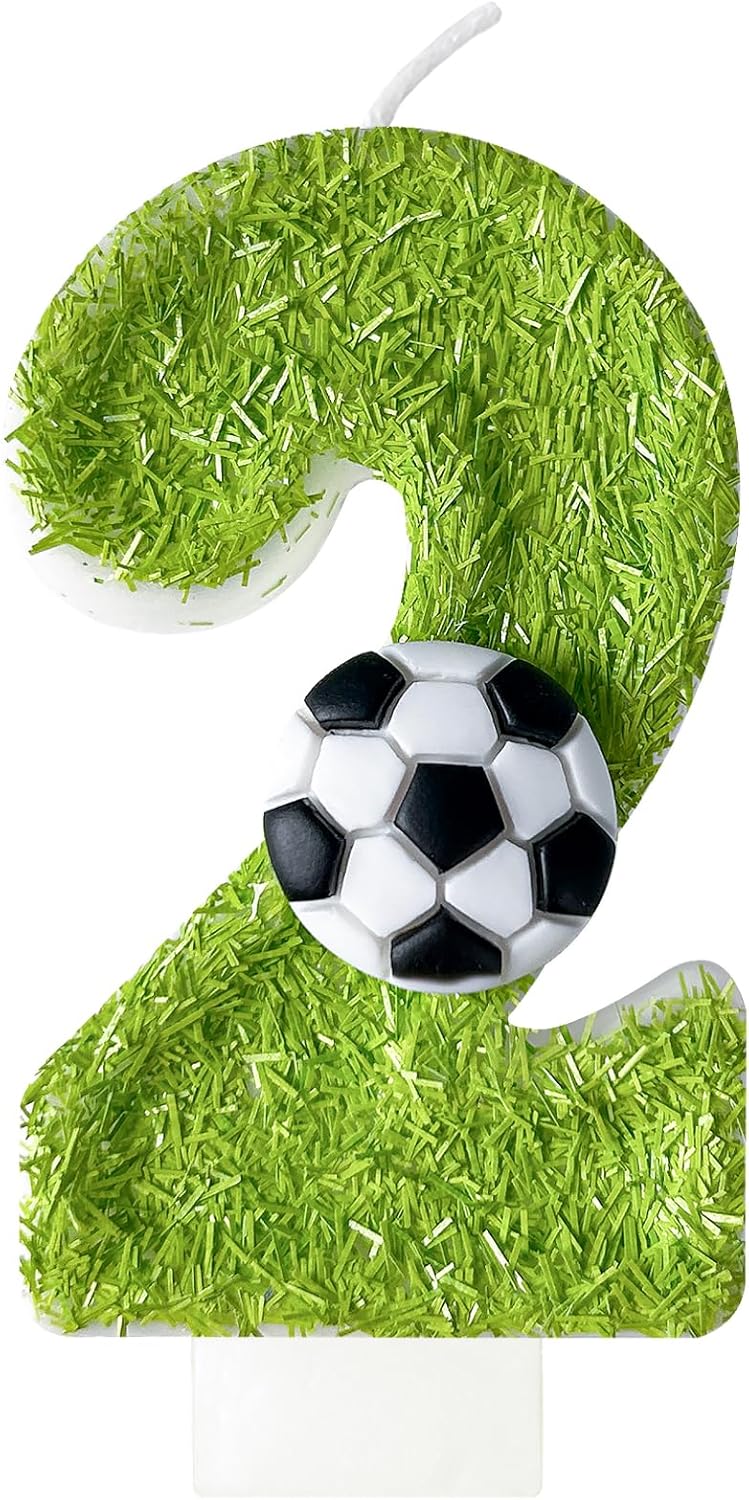 2th Birthday Candles，Soccer Birthday Decorations，Suitable for Girl and boy Cake Toppers, Wedding Cakes, Anniversaries, Party Celebrations, Birthday Decorations