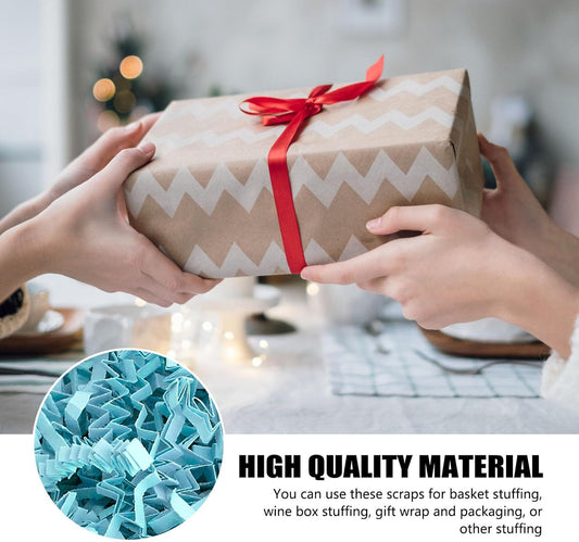 ZEBMOON 2 LB Sky Blue Crinkle Cut Paper Shred Filler Great for Gift Wrapping, Basket Filling, Birthday, Wedding, Halloween, Thanksgiving, Christmas Day, New Year Party Decorations Filling Supplies