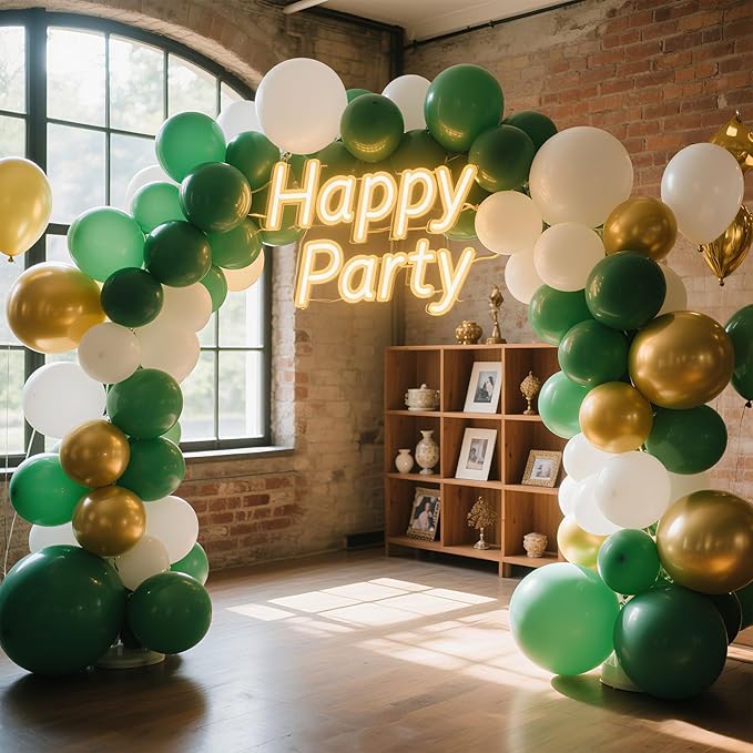 Green Balloons 12 inch, 100pcs Green Ballons with Ribbons Latex Party Balloons for St. Patrick's Day, Baby Shower, Jungle Forest Themed,Football, Christmas, Birthday Party Decoration