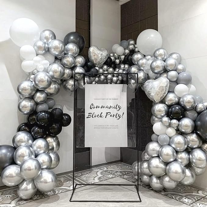 Metallic Silver Balloons 12 inch, Chrome Silver Latex Balloons 50pcs Party Balloons for Graduation Wedding Baby Shower Disco Birthday Party Decorations