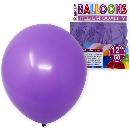 Allgala Purple Balloons 50 Pack 12 Inch Helium Grade Latex Bulk Balloon Pack Ideal for Birthday, Wedding, Bridal Party Baby Shower Decorations