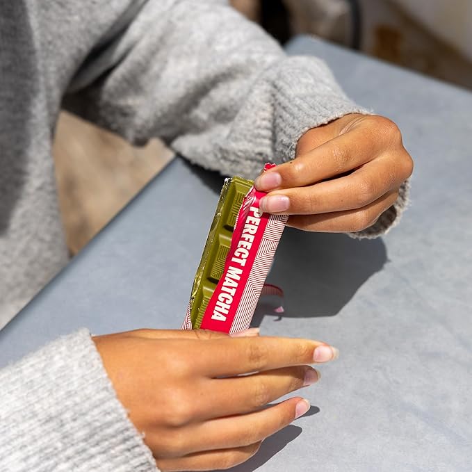 TCHO Perfect Matcha Chocolate Bar 5 Pack - Organic Oat Milk Chocolate with Matcha Shell and Strawberry Filling - Plant-Based Non-GMO Matcha Snacks