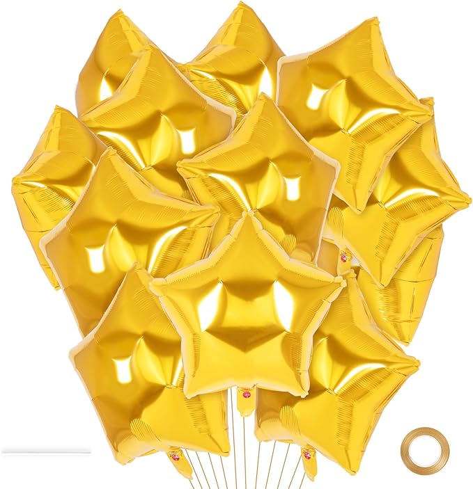 20 Pcs Star Balloons,18 Inch Star Foil Balloons,Stars Shaped Balloon Mylar Helium Balloon for Birthday Party Anniversary Wedding Baby Shower Decorations (Gold)