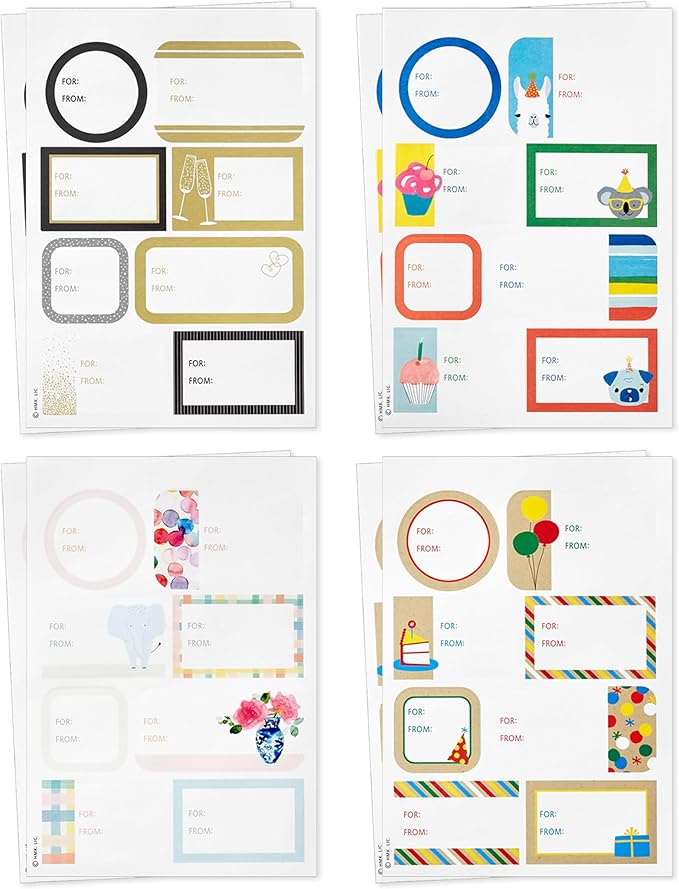 Hallmark Gift Tags and Stickers (64 Stickers, 8 Tags, 8 Mini Notecards) for Valentines Day, Birthdays, Weddings, Graduations, Bridal Showers