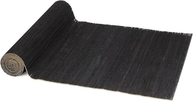 BambooMN Black Bamboo Matchstick Natural Table Runner, Home Décor, 1 Piece