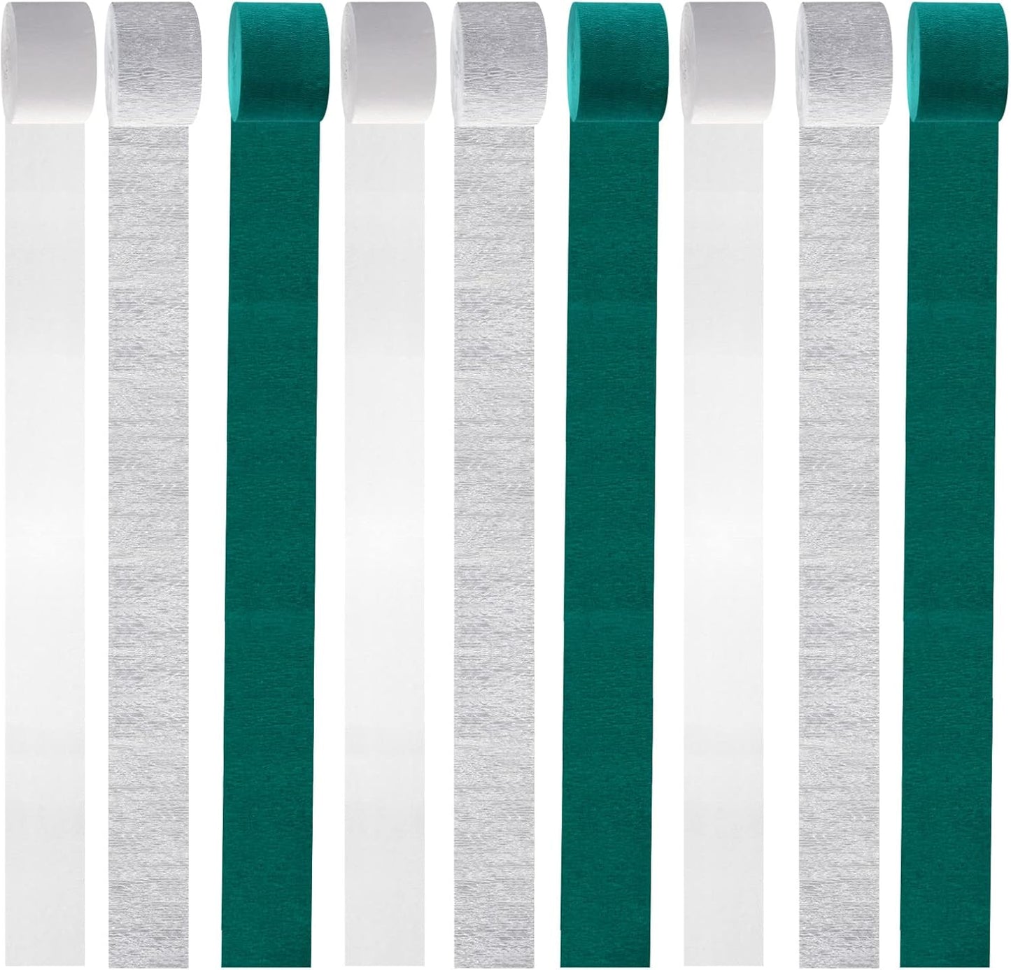 Teal-Turquoise White Silver Party-Decorations Streamers - 9 Rolls Woman Girl Birthday Crepe Tissue Paper Streamer Graduation Wedding Bachelorette Engagement Bridal Baby Shower Garland Decor Panduola