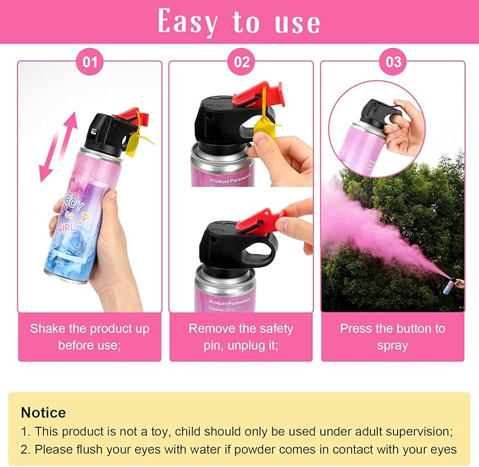 QIYVLOS Gender Reveal Fire Extinguisher 2 Packs, Gender Reveal Smoker Bomb, Baby Girl Reveal Party Ideas for Gender Reveal Decoration (Small, Pink)