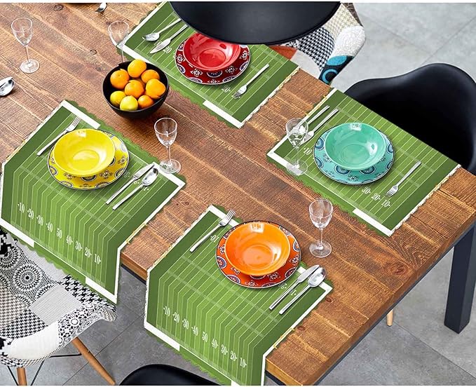 Yibeas Football Field Cloth Table Napkins Set of 4 A Grass Textured American Table Decoration Dinner Napkins for Kitchen 18 x 18 inch