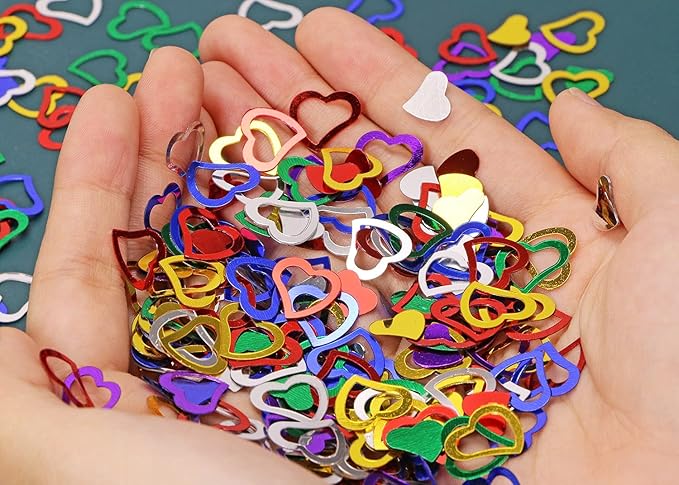 ONLYKXY 1200Pcs Love Heart Shaped Confetti, Table Wedding Decoration, Glitter Confetti for Wedding Party (Multiple colors)