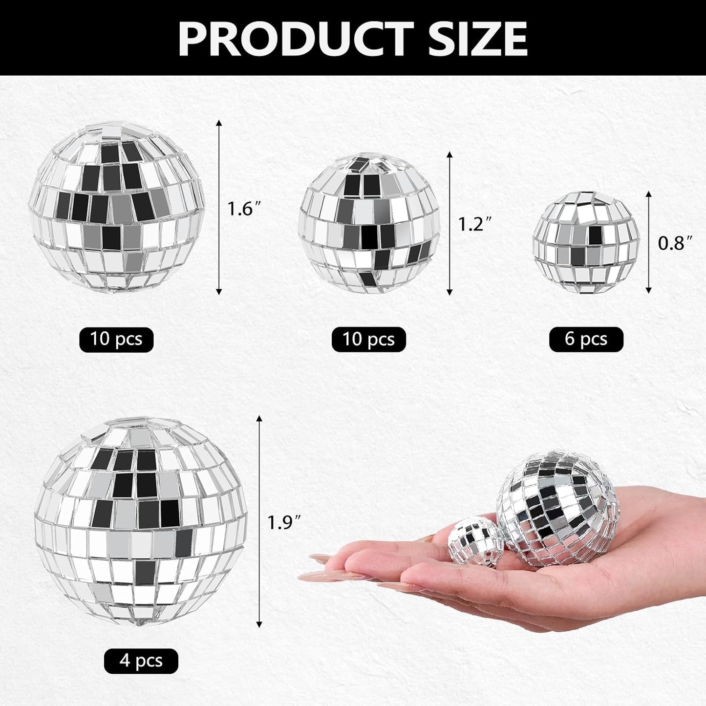 30 Pcs Disco Ball Cake Decorations - 4 Sizes Birthday CupCake Decor for 70s Music Dance Themed Party Supplie