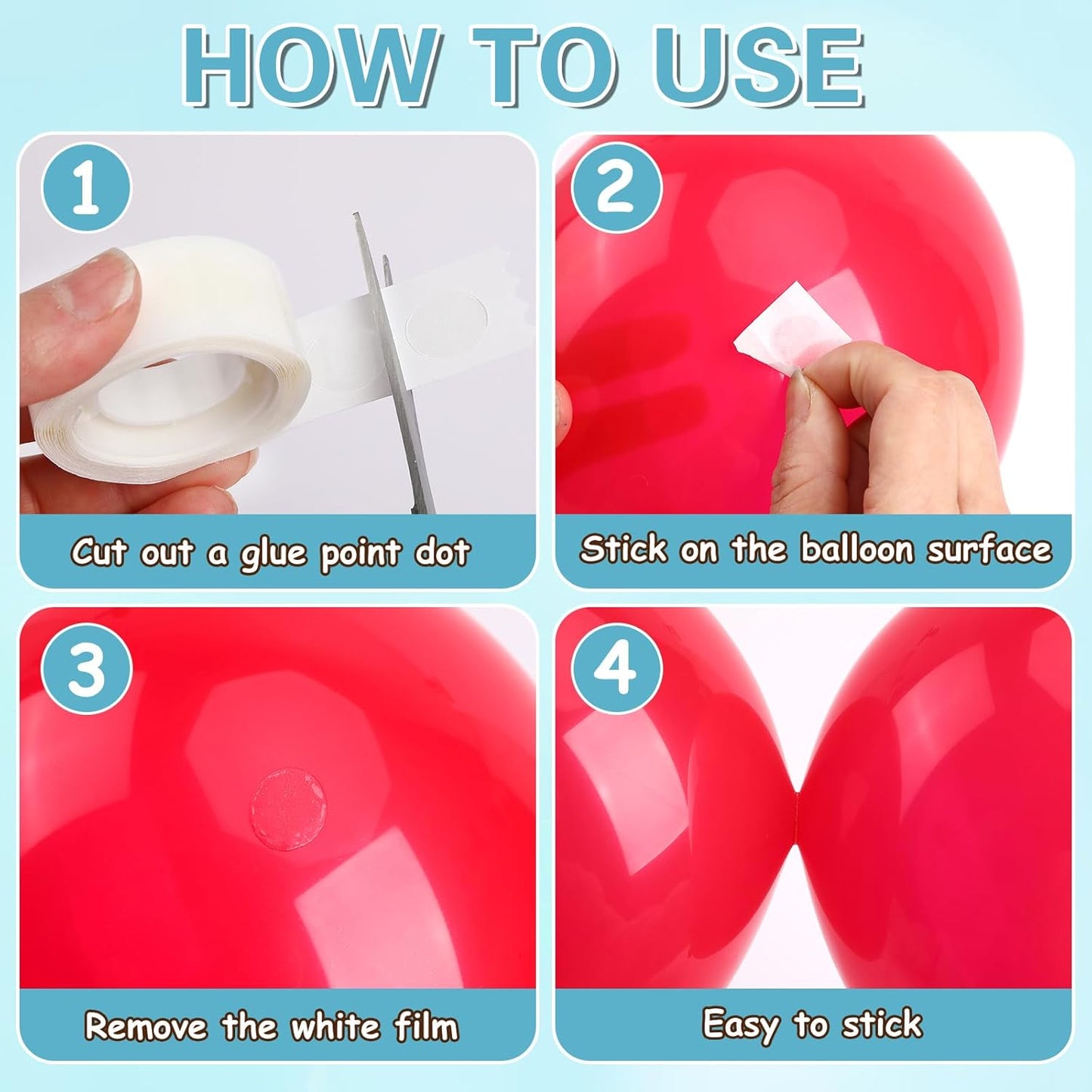 UPINS Glue Points Dots, 300Pcs Balloon Glue Adhesive Dots Double Sided Removable Glue Tape Dots for Balloons Crafts Decoration, 15 mm