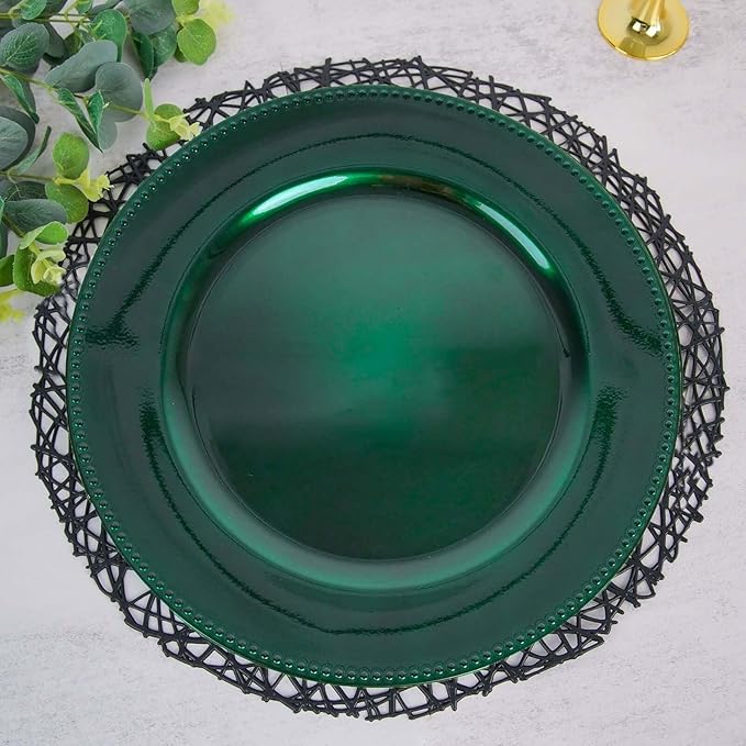 Efavormart 12 pcs 13" Hunter Green Round Charger Plates for Tabletop Decor Holiday Wedding Catering Event Decoration