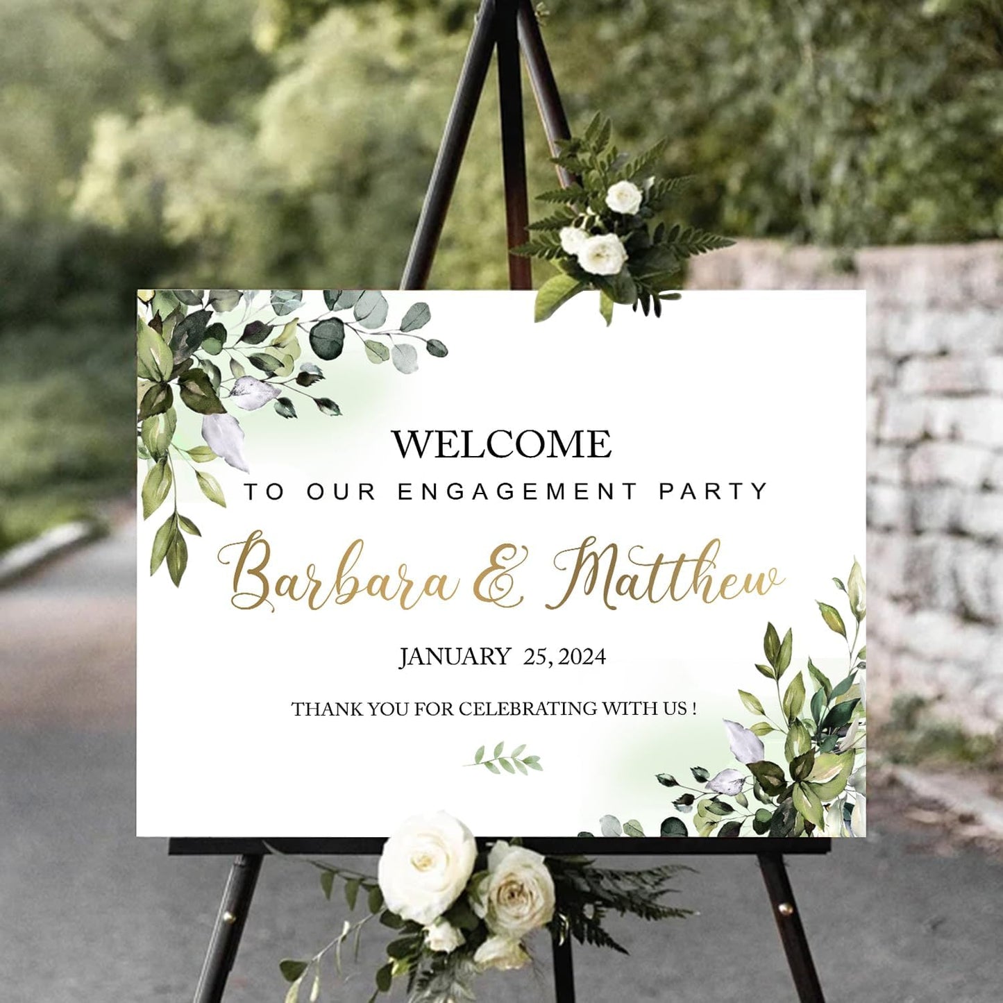 Greenery Engagement Party Welcome Sign - We Are Engaged Decorations, Wedding Welcome To Our Party
