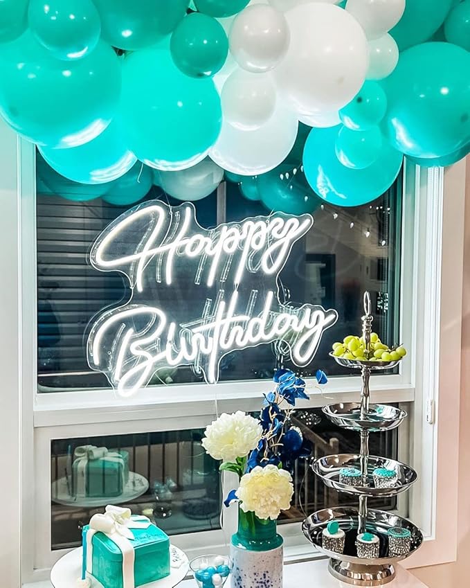 Teal Blue Silver White Balloons, 50Pcs Teal and Silver Balloons Turquoise Blue White Silver Confetti Latex Balloons for Wedding Bridal Shower Birthday Graduation Party Decorations