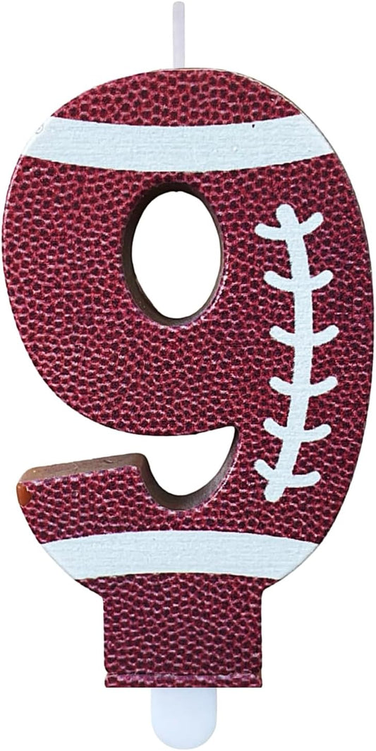 Football Birthday Number Candles for Cake Brown Number 9 Candle Football Cake Topper Cupcake Topper for Football Birthday Party Decorations Supplies Favors