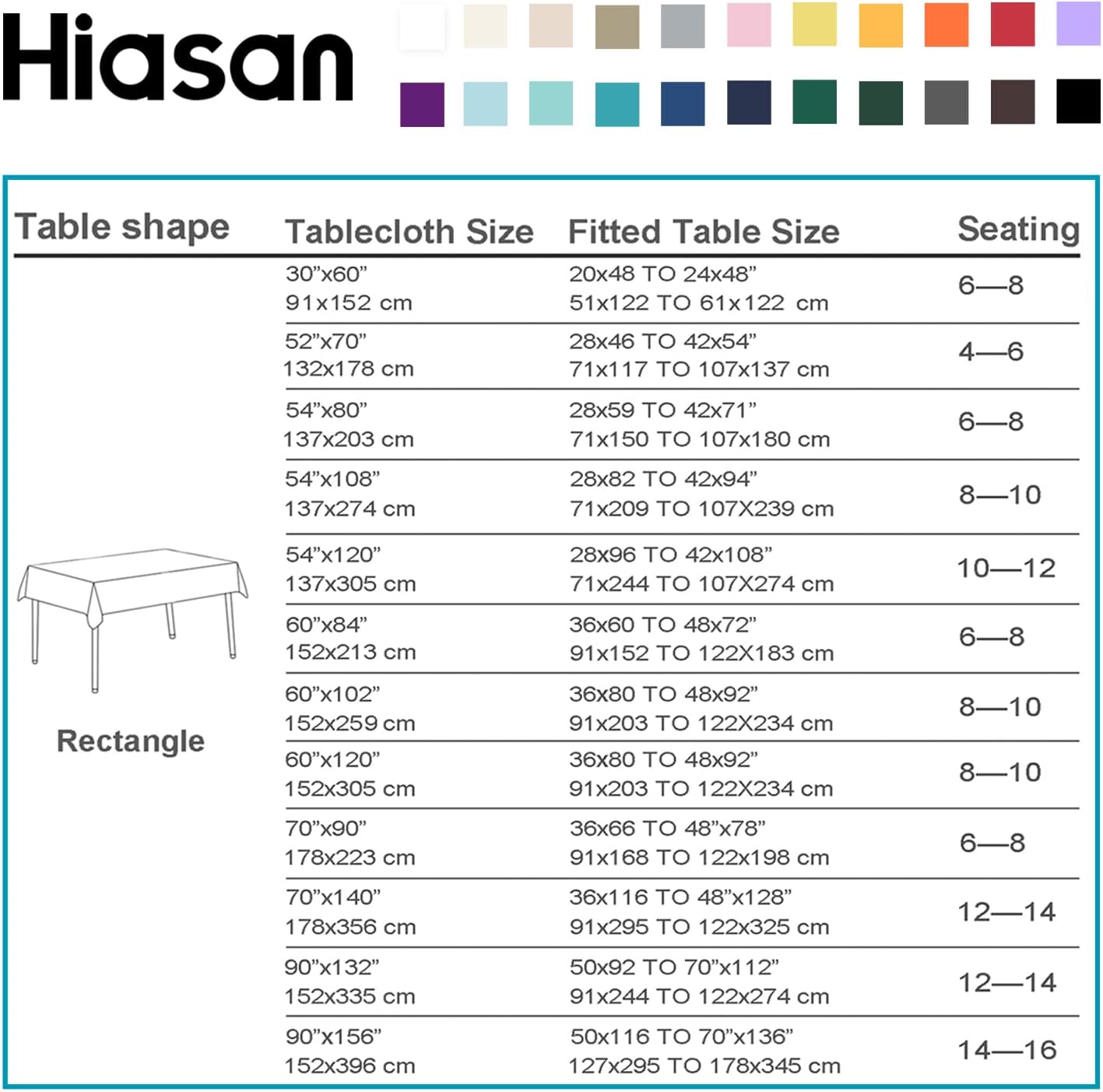 Hiasan White Rectangle Tablecloth - Waterproof Washable Polyester Fabric Table Cloth for Buffect Dining Birthday Party Wedding, 30 x 60 Inch