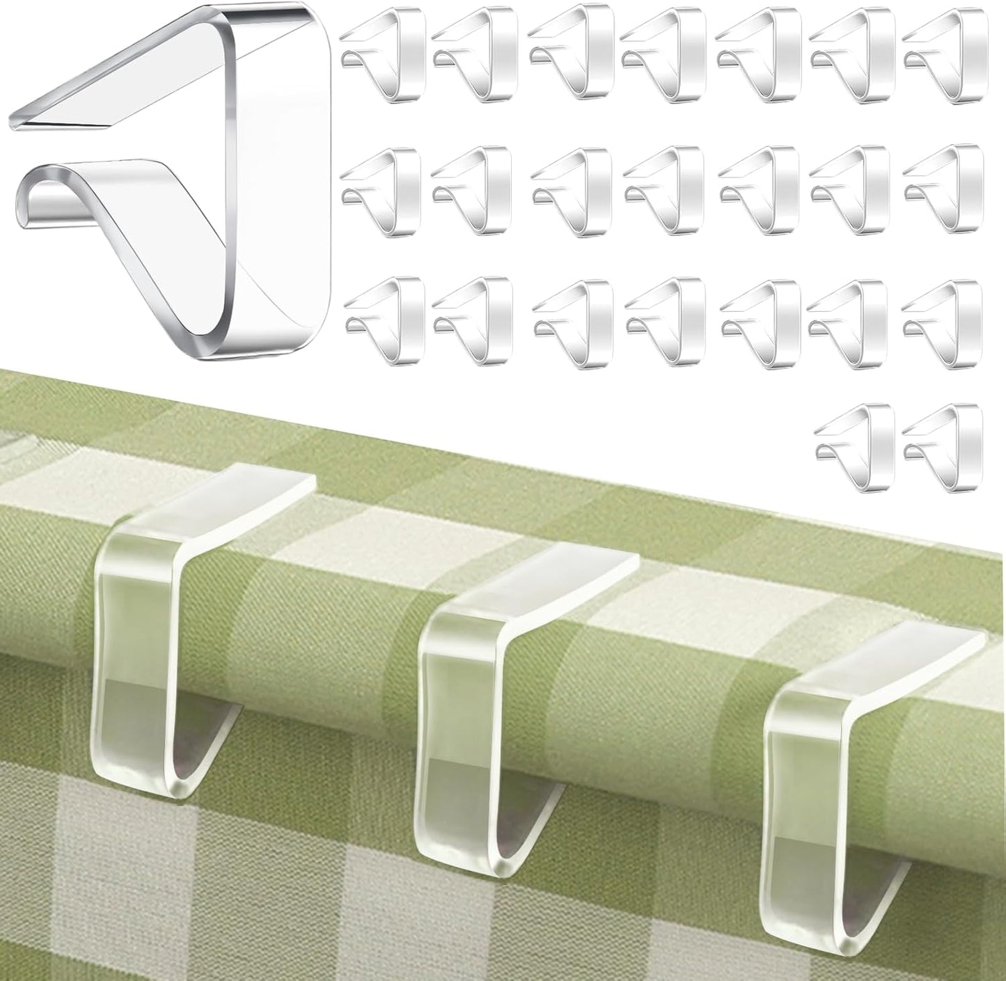 24 Pcs Clear Table Cloth Holder Clips for Thick Tables, Plastic Tablecloth Clips for Outdoor Tables, Picnic Table Cover Clips Clamps for Wind, Table Cloth Clips for Party Camping Christmas Birthday S