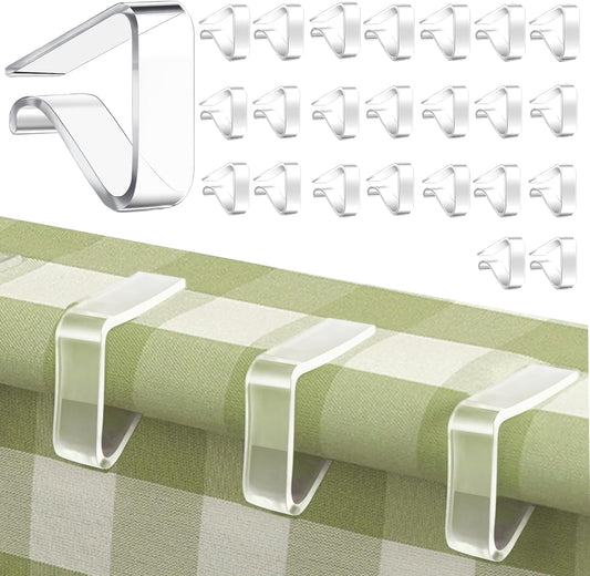 24 Pcs Clear Table Cloth Holder Clips for Thick Tables, Plastic Tablecloth Clips for Outdoor Tables, Picnic Table Cover Clips Clamps for Wind, Table Cloth Clips for Party Camping Christmas Birthday S