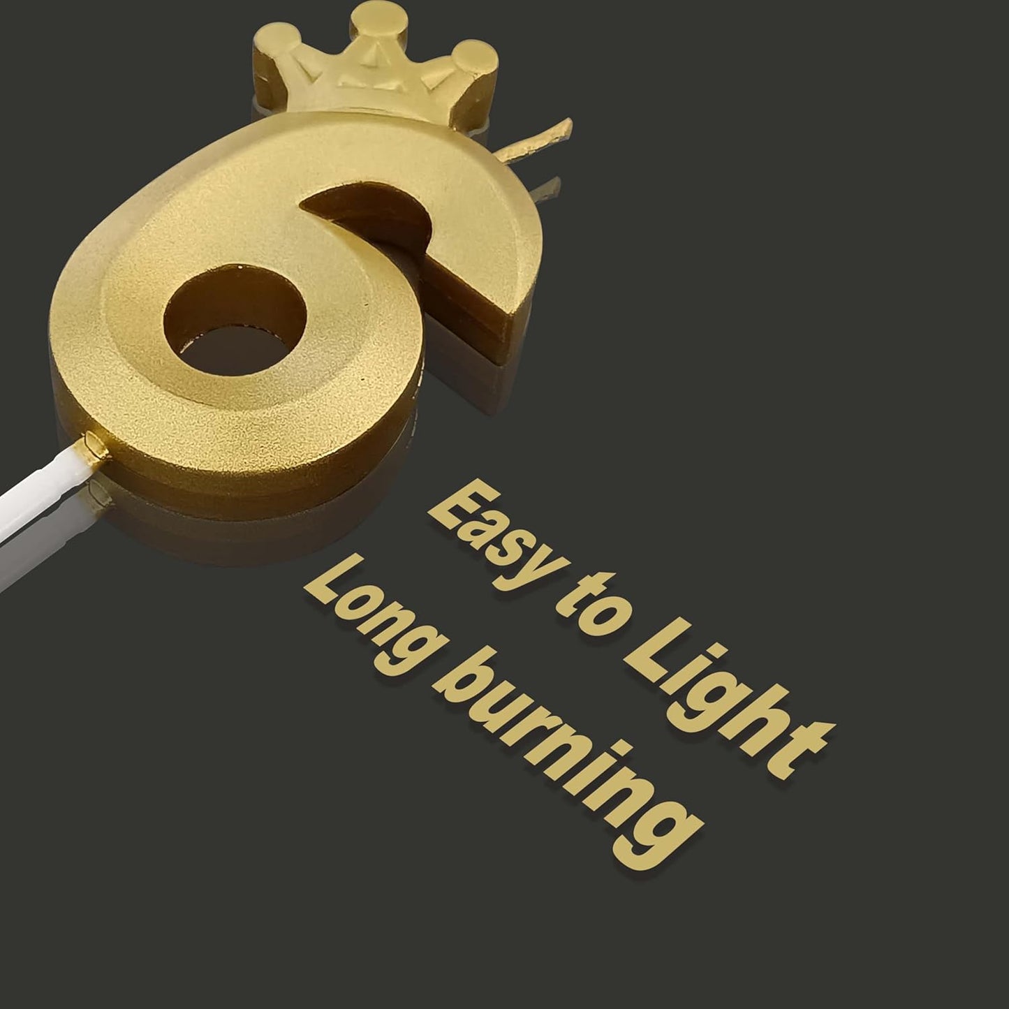The Number 6 Gold Birthday Candles for Cake is Beautiful Number Candles for 6th Birthday Decorations for Boys and Girls (Gold-6, Crown)