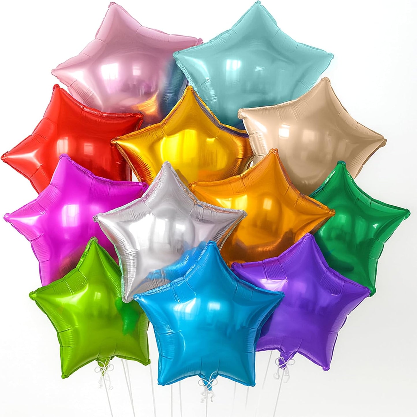 KatchOn, Huge, Multicolor Star Balloons - 18 Inch, Pack of 12 | Large Foil Star Balloons for Birthday Party Decorations | Rainbow Party Balloons, Baby Shower, Kids Party Decorations and Event Backdrop