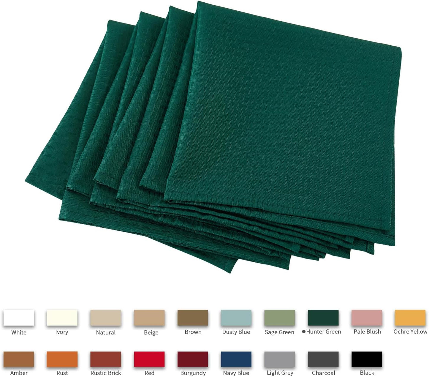 maxmill Jacquard Cloth Napkins 20 x 20 Inch Weaved Texture Pattern Soft Comfortable and Luxury Serviette for Christmas Family Dinners Parties and Banquets Set of 4 Pieces, Hunter Green