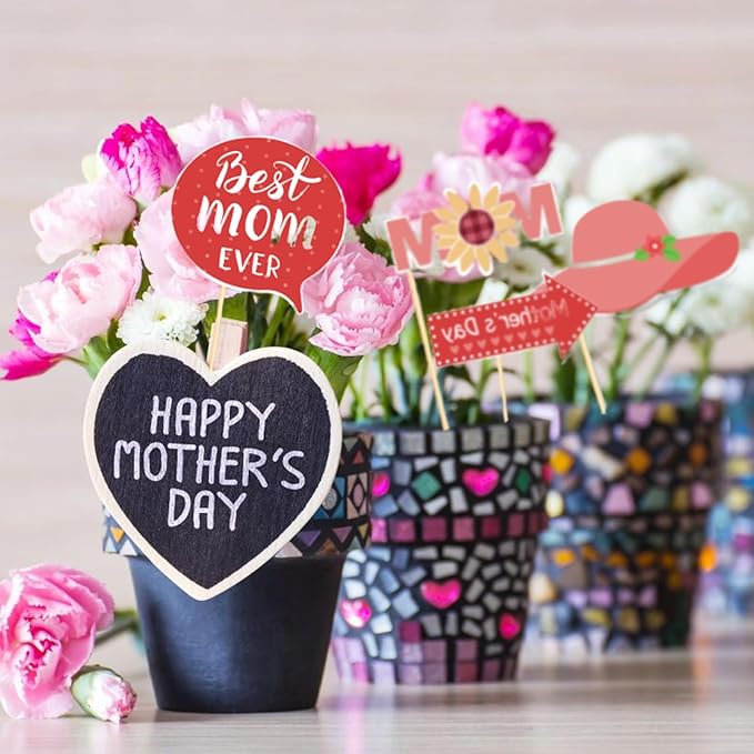 Generic 30 PCS Mother's Day Photo Booth Props Mom Selfie Decoration for Adults Kids Funny Photography Supplies, Mother's Day Photo Booth Props Kit for Mother's Day Party Decorations