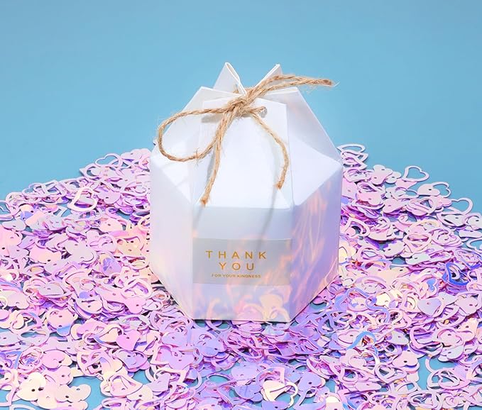 ONLYKXY 1200Pcs Love Heart Shaped Confetti, Table Wedding Decoration, Glitter Confetti for Wedding Party (Glitter Pinkish Purple)