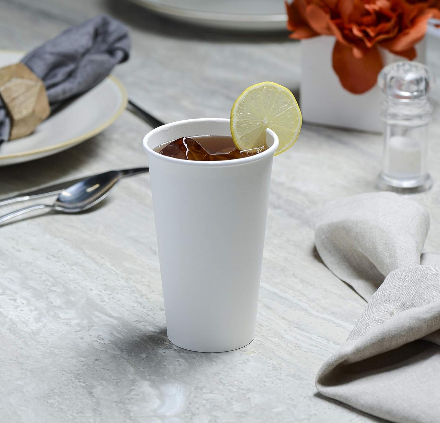 GUSTO [16 oz. - 200 count] Disposable White Paper Cups, Hot Coffee Cups - Eco-Friendly Hot Cups