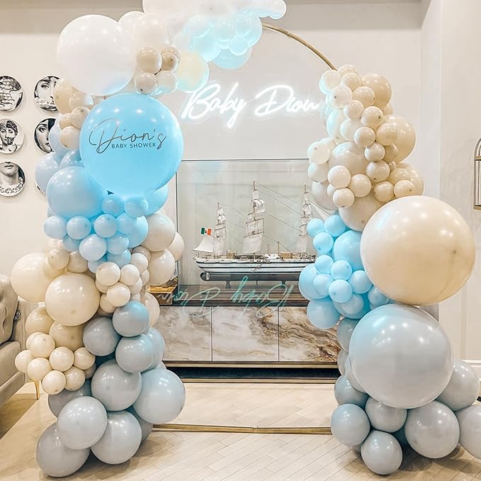 RUBFAC 120pcs Balloons for Birthday Baby Shower Graduation Anniversary Wedding Party Supplies Garland Arch Decoration,12 Inches,Sand White