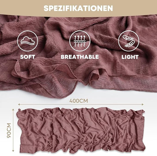 Artoid Mode Boho Cheesecloth Gauze Dusty Rose Wedding Table Runner, 160 Inch Seasonal Fabric Kitchen Dining Holiday Table Decor for Home Party Indoor
