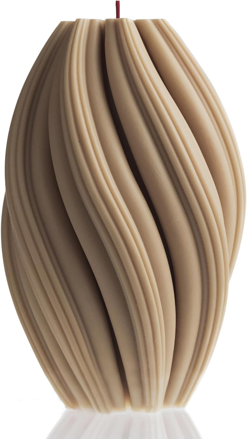 LAWA Swirl Candle - Large Beautiful Handmade Pillar Scented Soy Wax Twirl Elegant Bubble Aesthetic Candle Housewarming Gift Home Room Shelf Decor Idea Spiral Sandstone (Large)
