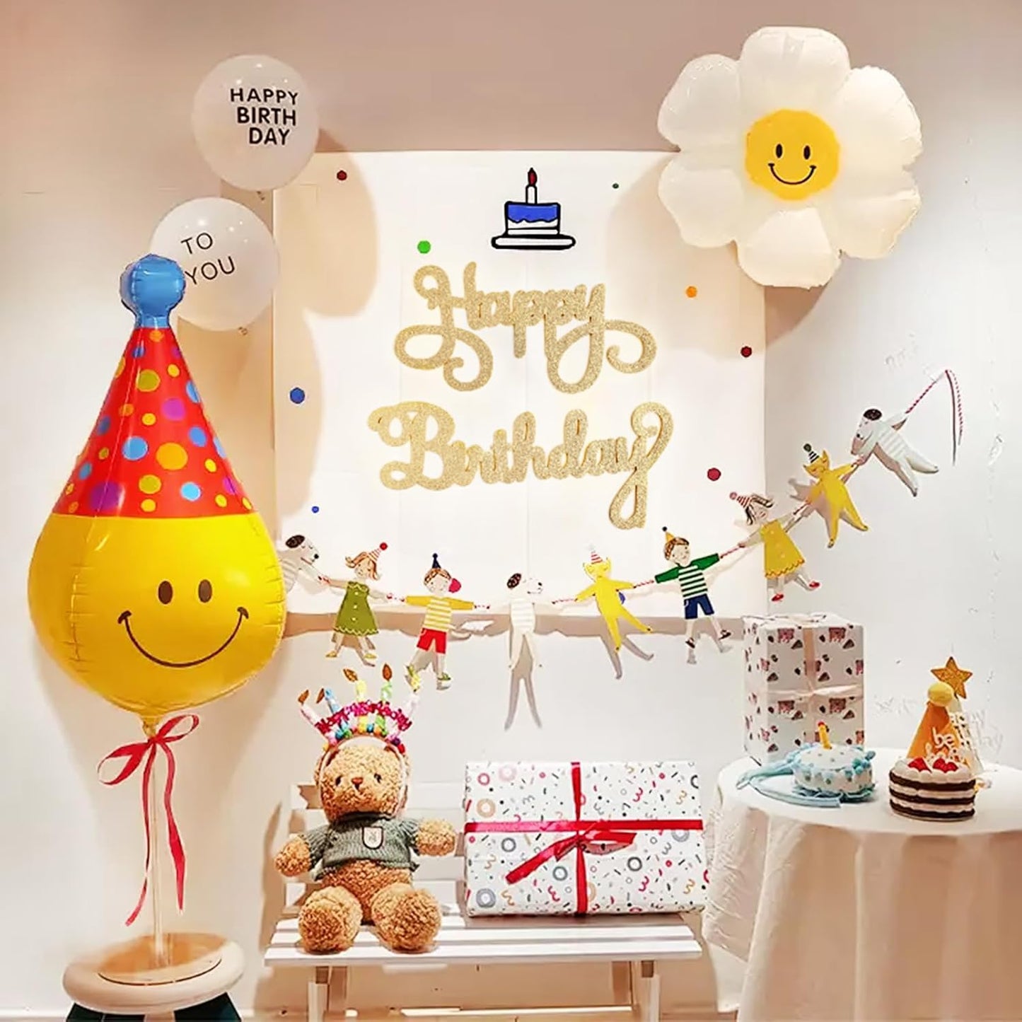 Champagne Gold Happy Birthday Sign for Arch Backdrop - Glitter Felt Happy Birthday Signs Large Letters for Balloon Banner Backdrop Wall Decorations for Party Banner for Women, Men, Kids