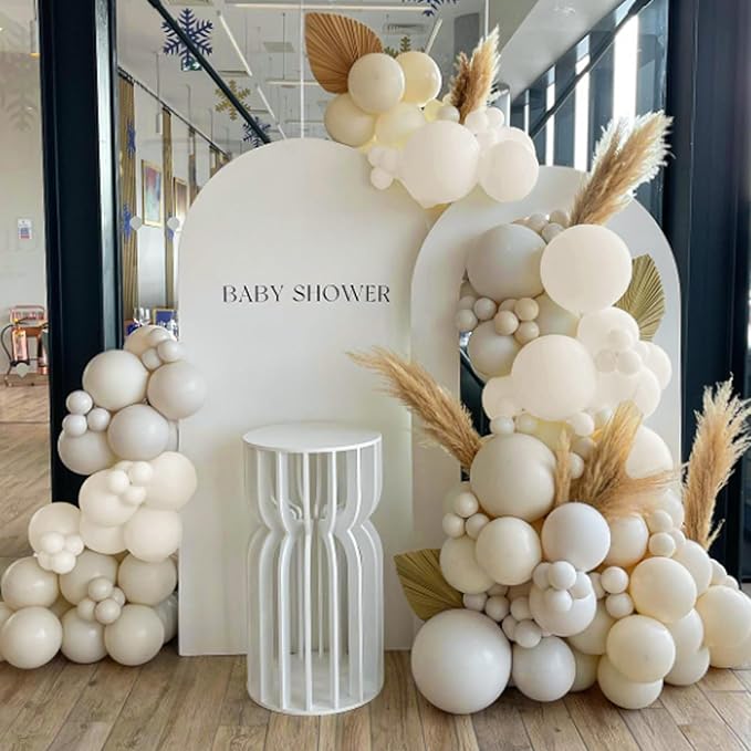 Sand White Balloons 12 inch, Cream Beige Latex Balloons 50pcs Party Balloon for Wedding Gender Reveal Baby Shower Birthday Party Decorations