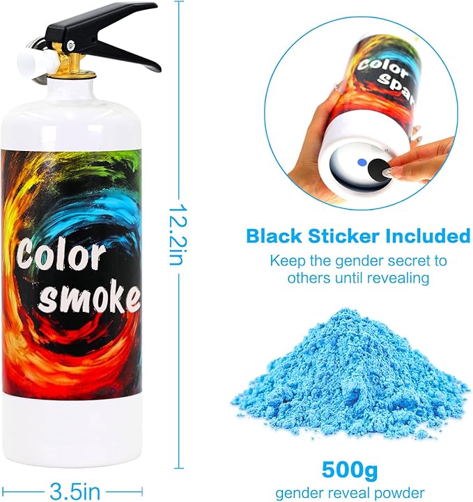 Gender Reveal Fire Extinguisher Large Gender Reveal Smoke 2 Pack Blue Powder for Gender Reveal Party Ideas 2 Blue Smoke for Gender Reveal Boy or Girl Fire Extinguishers Baby Gender Reveal