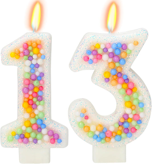 13th Birthday Candle for Cake, Colorful Macaron Numeral Candles for Boys/Girls, Theme Birthday Party Cake Decorations, Cake Topper for Birthday Party Supplies (Number 13)