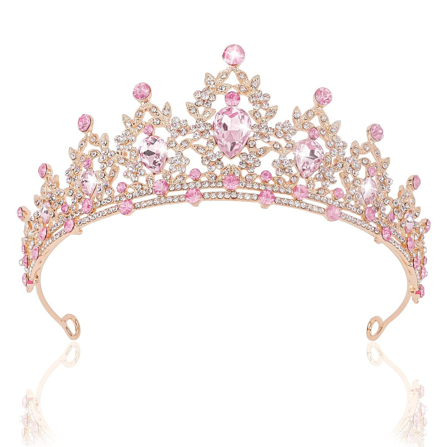 CAVETEE Crown for Women, Tiaras for Women Pink Princess and Queen Crown Crystal Headbands Hair Accessories for Bridal Birthday Prom Party